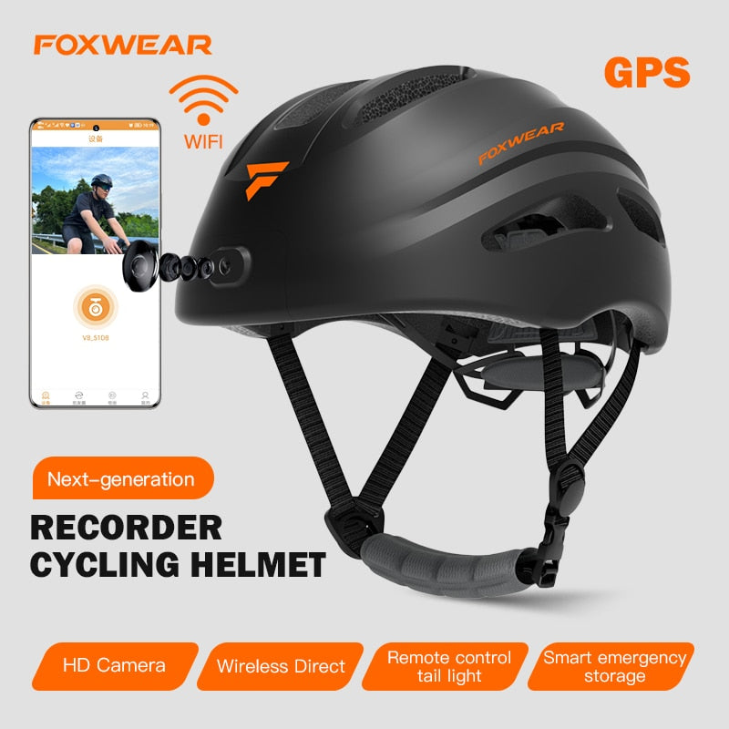 Waterproof Cycling Smart Helmet with Wi-fi Camera, Warning Tail Light,  Safety Caps for Electric Bike Scooter Skateboard unisex