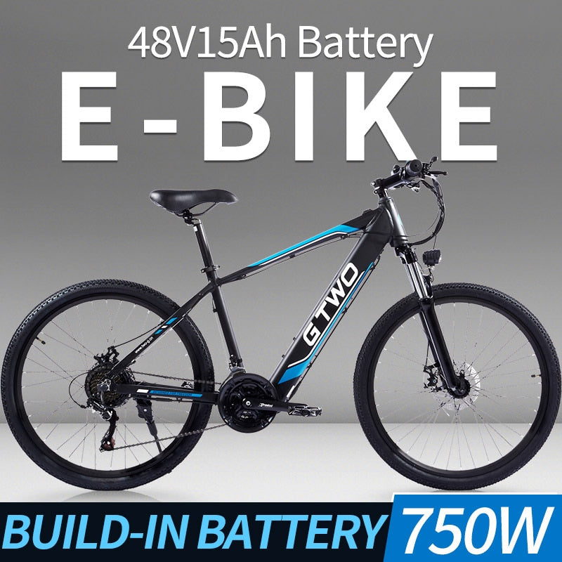 EU Stock F1 26/27.5 Inch 48V15A Electric Bicycle Ebike 350W/500W/750W Brushless Motor 21/27S Shifter Double Disc Brake