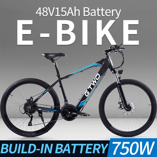 EU Stock F1 26/27.5 Inch 48V15A Electric Bicycle Ebike 350W/500W/750W Brushless Motor 21/27S Shifter Double Disc Brake