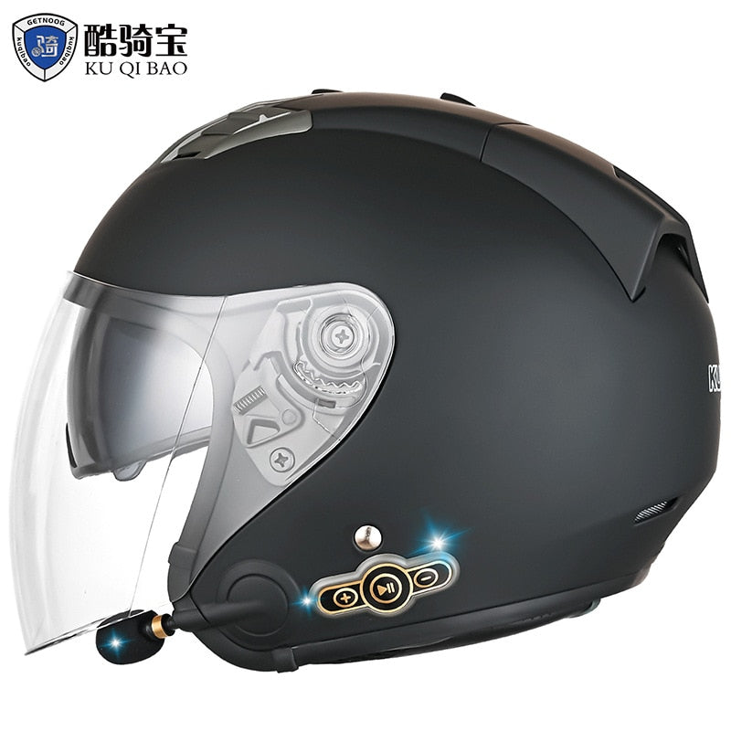 KUQIBAO Electric Motorcycle Helmet for Men. Bluetooth Helmet. 3000-MA Long Battery Life, Off-road Full Face Helmet