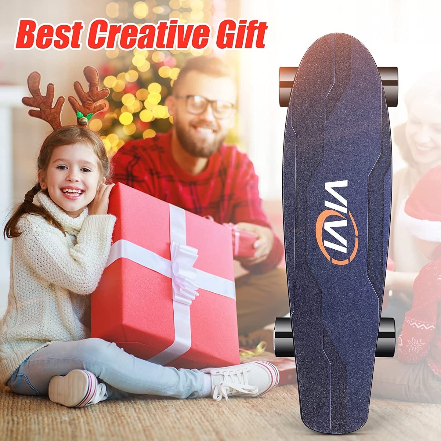 Vivi Electric Skateboard, Electric Longboard with Remote Control, 350W Brushless Motor, 3 Speed Modes for Kids Teens Adults