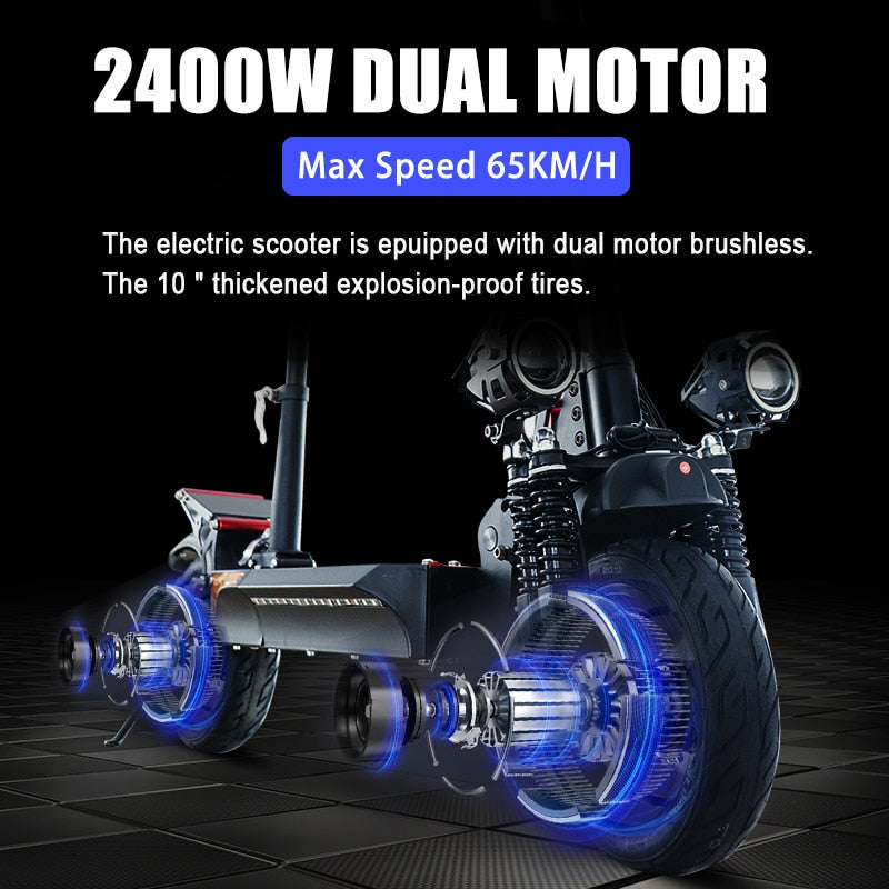 48V 2400W Kickscooter Dual Motor with Seat Folding.  Disc Brake E-scooter.