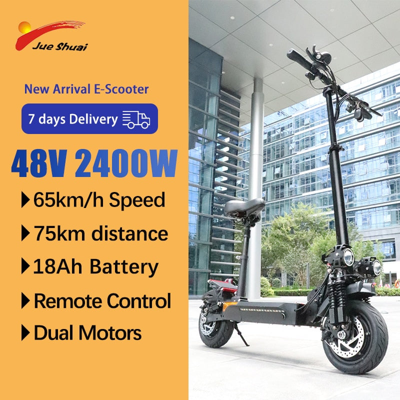 48V 2400W Kickscooter Dual Motor with Seat Folding.  Disc Brake E-scooter.