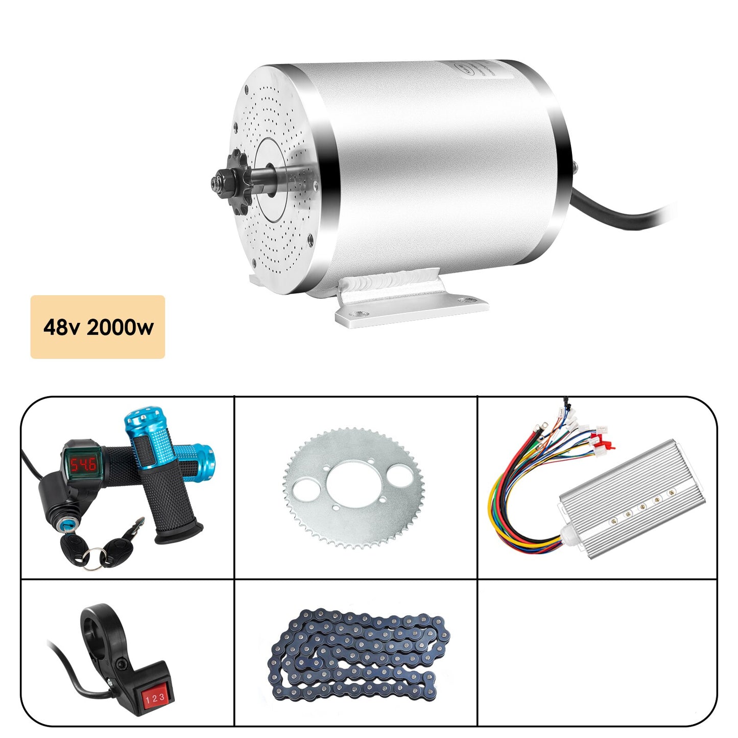 E-bike Conversion Kit 1000w 3000w Electric Motor for Skateboard, 45A Go Kart Electric Motor  Kits with Pedal Throttle