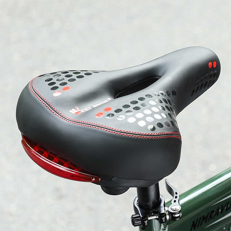 WEST BIKING Bicycle Saddle with Tail Light. Soft Comfortable Bike Hollow Cycling Bicycle Saddle