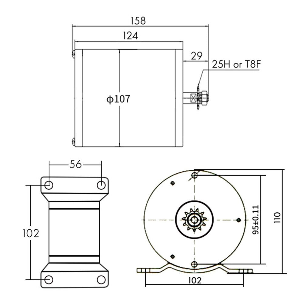 Brushless DC Electric Motor 1000W 36V and 48V for E-Scooters, Go-Karts, and Electric Tricycles.