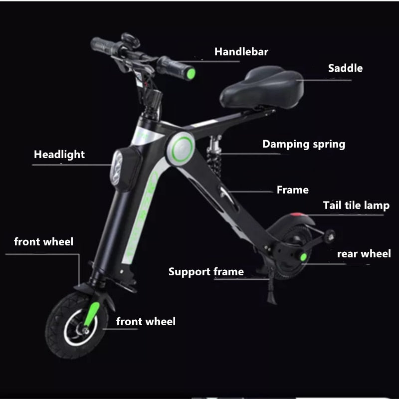 New mini folding lithium battery electric vehicle portable adult electric scooter 250W brushless motor 36V/7.5AH riding tool