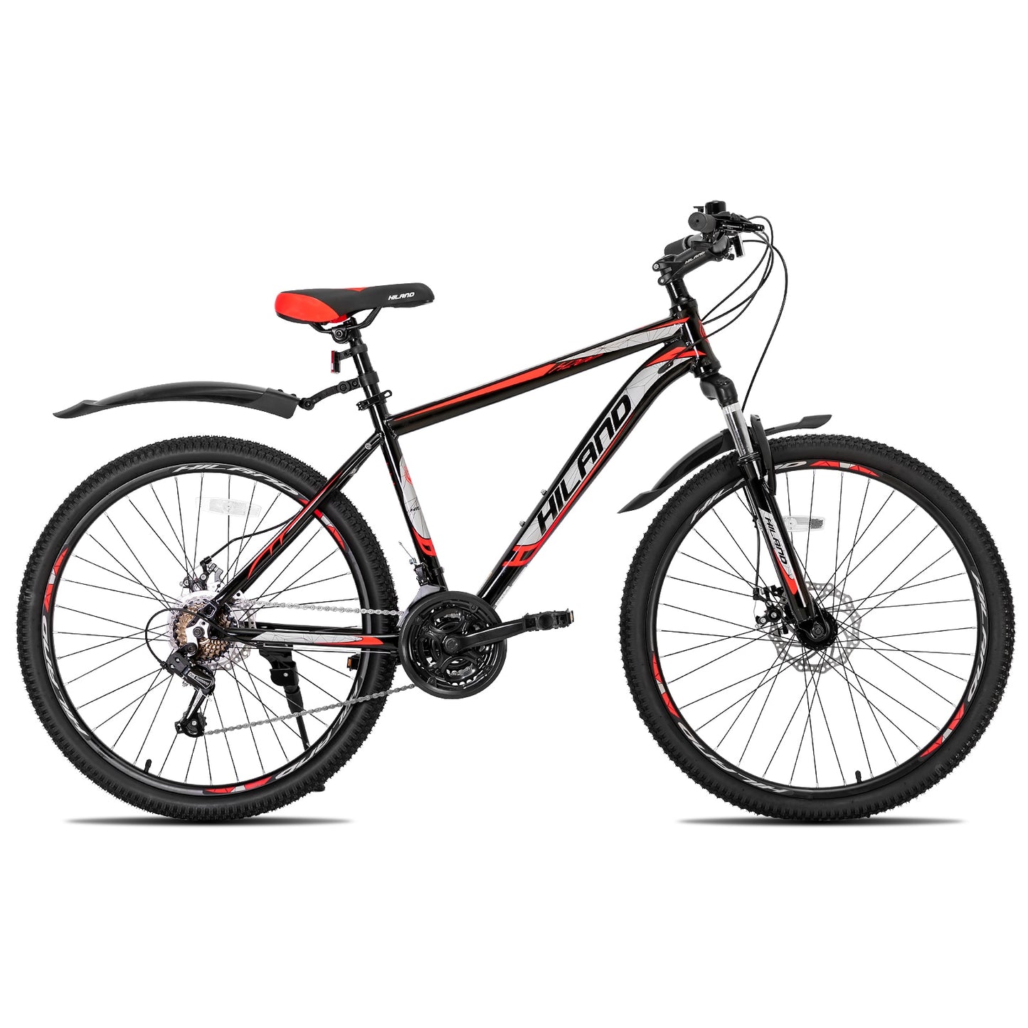 Hiland Mountain Bike 21 Speeds Drivetrain,Aluminum Frame 26 Inch Wheels Disc-Brake.