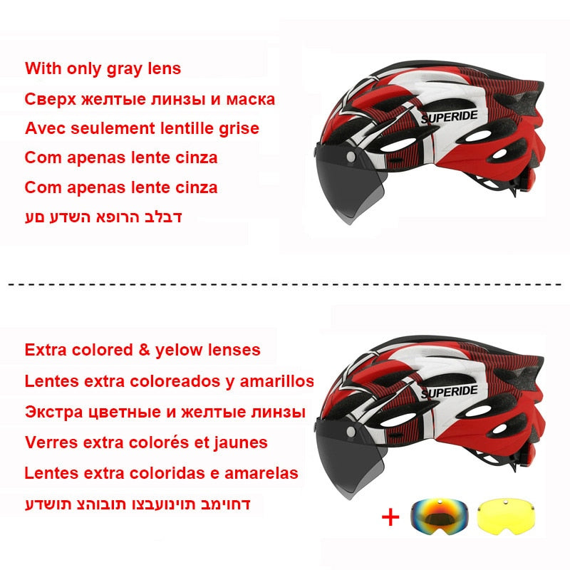 SUPERIDE unisex Cycling Helmet with Rearlight Sports MTB Bicycle Helmet Road Bike Mountain Bike Helmet with Goggles.