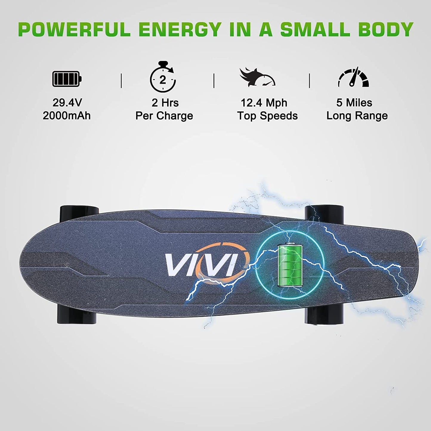 Vivi Electric Skateboard, Electric Longboard with Remote Control, 350W Brushless Motor, 3 Speed Modes for Kids Teens Adults