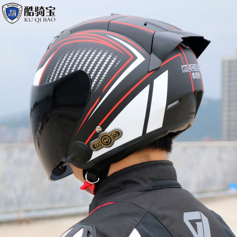 KUQIBAO Electric Motorcycle Helmet for Men. Bluetooth Helmet. 3000-MA Long Battery Life, Off-road Full Face Helmet