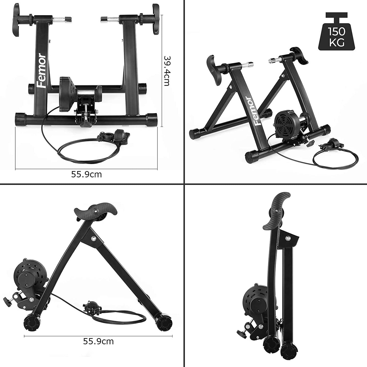 Femor Bike Trainer Stand 8 Level Magnetic Resistance Indoor Exercise Bicycle Training Stand Foldable Stationary For 26-28"Wheel