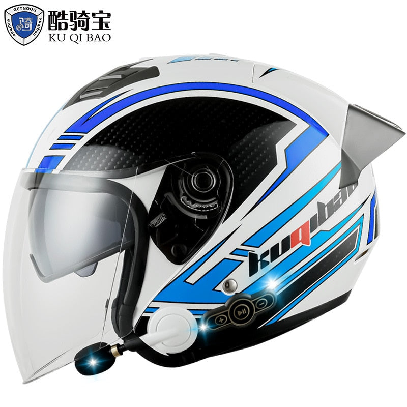 KUQIBAO Electric Motorcycle Helmet for Men. Bluetooth Helmet. 3000-MA Long Battery Life, Off-road Full Face Helmet