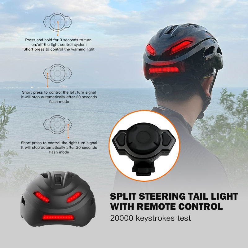 Waterproof Cycling Smart Helmet with Wi-fi Camera, Warning Tail Light,  Safety Caps for Electric Bike Scooter Skateboard unisex