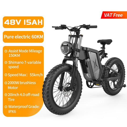 EKX X20 Electric Bike Mountain Moped Ebike 20 Inch Fat Tire 2000W 48V 30AH Men's Road EBike Electric Bicycle For Adults E Bikes