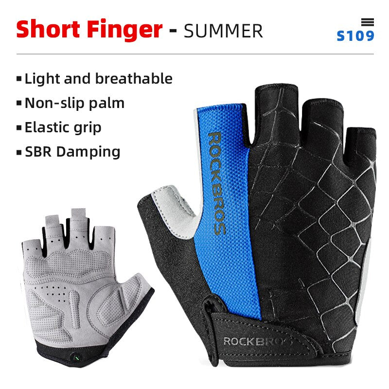 ROCKBROS Bicycle Gloves MTB Road Anti-shock Mountain Bike Fingerless Gloves Breathable Cycling Sports Non-slip Glove