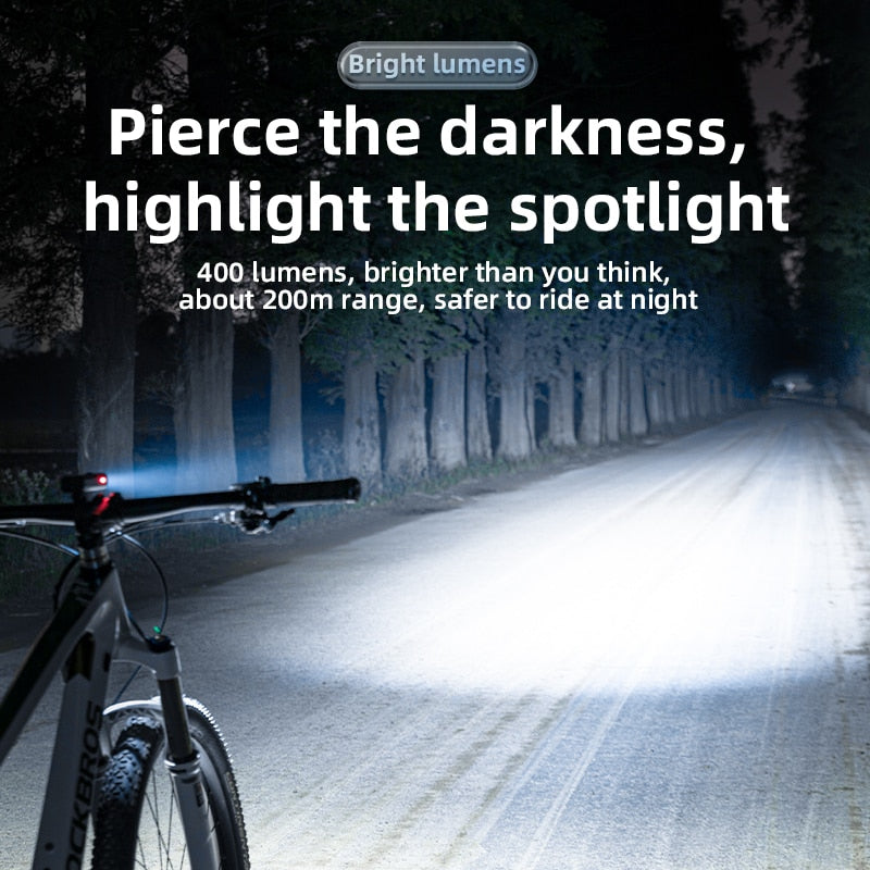 ROCKBROS Bike Light Rainproof USB Rechargeable LED 2000mAh MTB Front Lamp Headlight Aluminum.