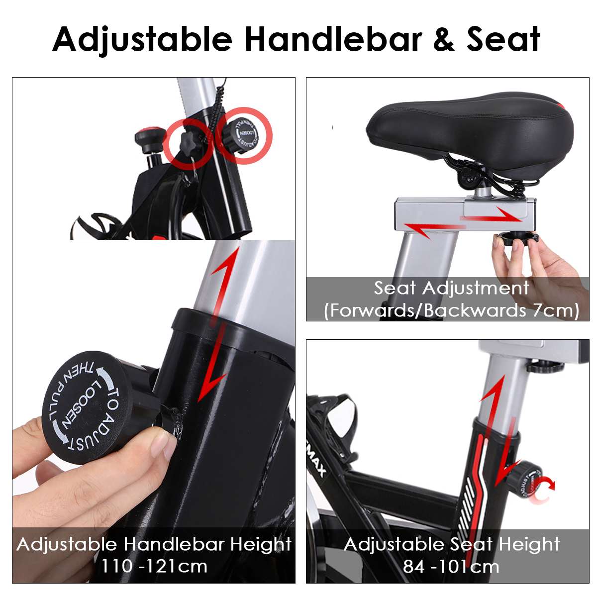 GEEMAX EB-004 Indoor Cycling Stationary Exercise Bike Magnetic Resistance Holder with LCD Monitor for Home Cardio Workout