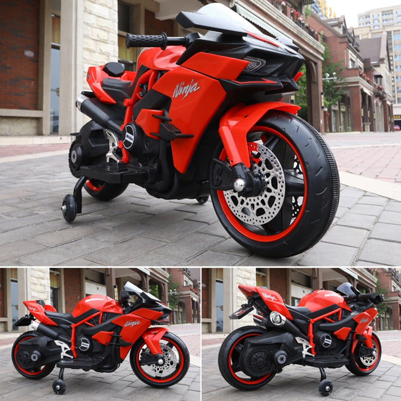 Children's Electric Car w/ Cool Wheel Lights and Dual Drive. Baby Electric Motorcycle for Kids.