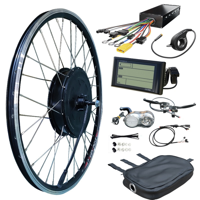 USA 48V 1000W/2000W 26" Rear Wheel Electric Bicycle Conversion Kit E-Bike Cycling with Brushless Gearless Hub Motor 7 Speed