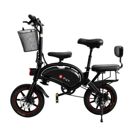 DYU D3F E Bike with Basket 10AH Fat Wheel Electric Scooter Retrofit Three Seats Mini Bike for Kids Adult