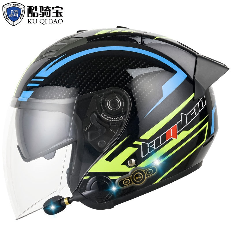 KUQIBAO Electric Motorcycle Helmet for Men. Bluetooth Helmet. 3000-MA Long Battery Life, Off-road Full Face Helmet