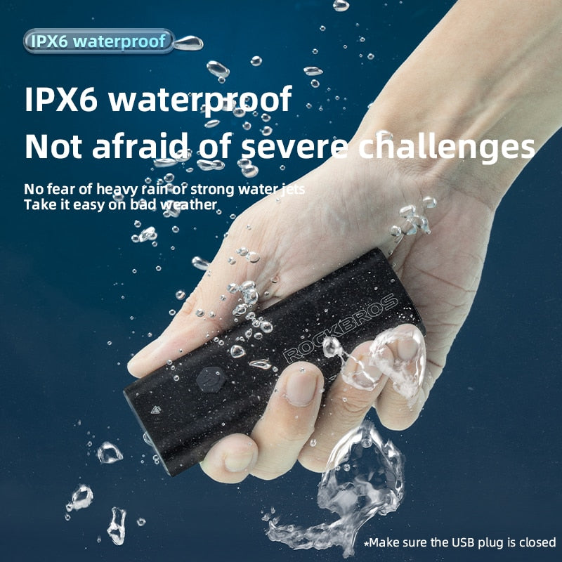 ROCKBROS Bike Light Rainproof USB Rechargeable LED 2000mAh MTB Front Lamp Headlight Aluminum.