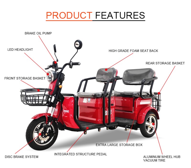JINPENG The largest New Energy Vehicle Supplier 3 Wheels Electric Tricycle for Adult