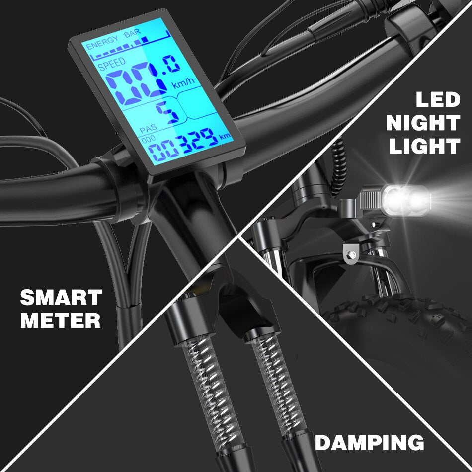 Janobike E20 Electric Bike 1000W 48V 12.8AH Panasonic Battery Foldable,  7-Speed  Mountain Bike.