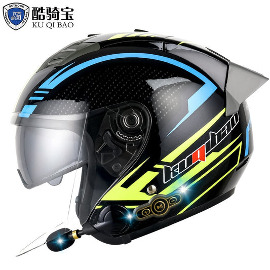 KUQIBAO Electric Motorcycle Helmet for Men. Bluetooth Helmet. 3000-MA Long Battery Life, Off-road Full Face Helmet