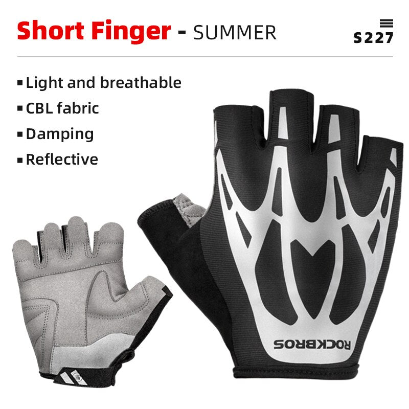 ROCKBROS Bicycle Gloves MTB Road Anti-shock Mountain Bike Fingerless Gloves Breathable Cycling Sports Non-slip Glove