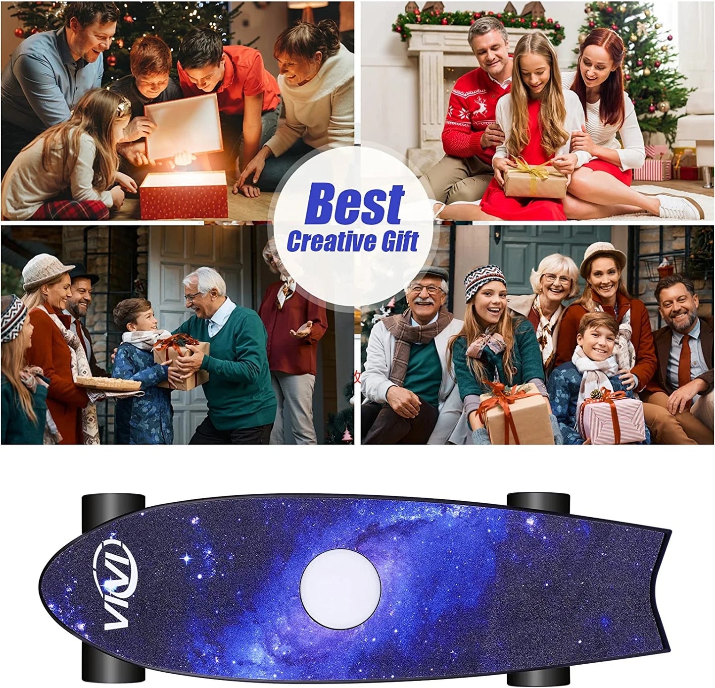 Vivi Electric Skateboard, Electric Longboard with Remote 350W Brushless Motor Colorful Fish Shape Board