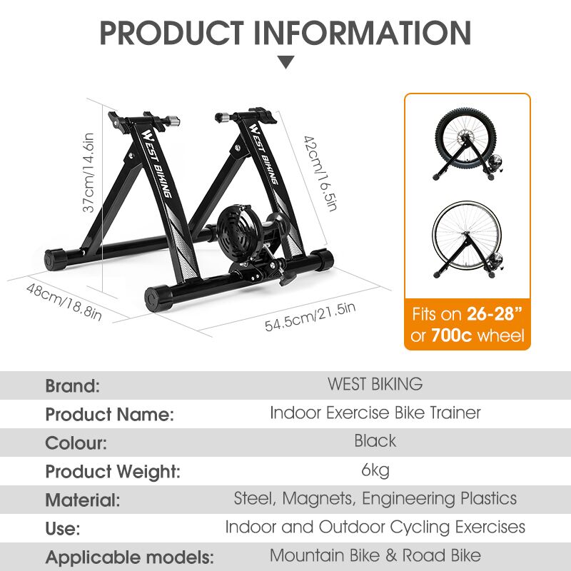 WEST BIKING Indoor Cycling Training Roller 26-28 Inch wheels Basic Home Stationary Bicycle For Exercise Magnetic Resistance