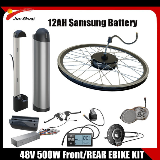 Electric Bike Conversion Kit 36V 500W Front & Rear Wheel Brushless Hub Motor Brushless 20-29 Inch e-bike kit. 12 Ah Samsung Battery