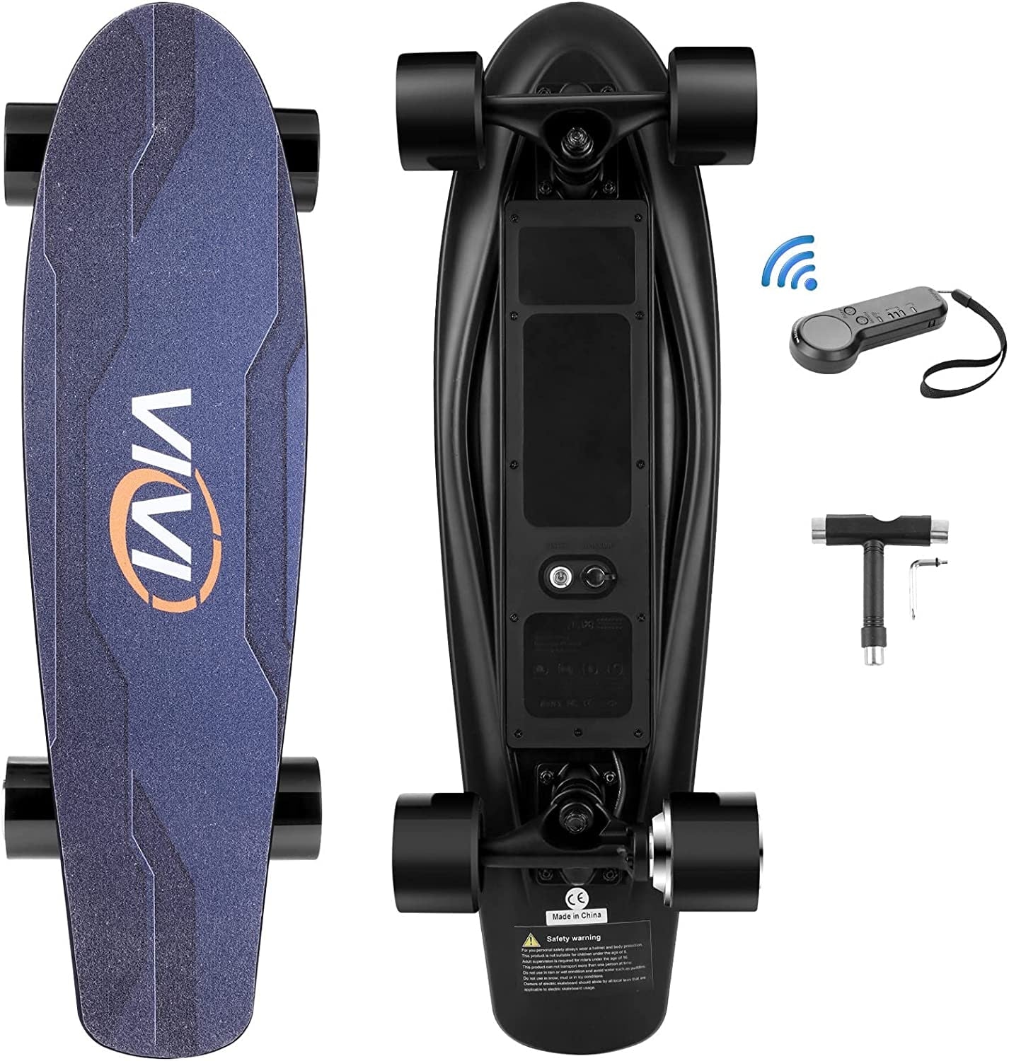 Vivi Electric Skateboard, Electric Longboard with Remote Control, 350W Brushless Motor, 3 Speed Modes for Kids Teens Adults
