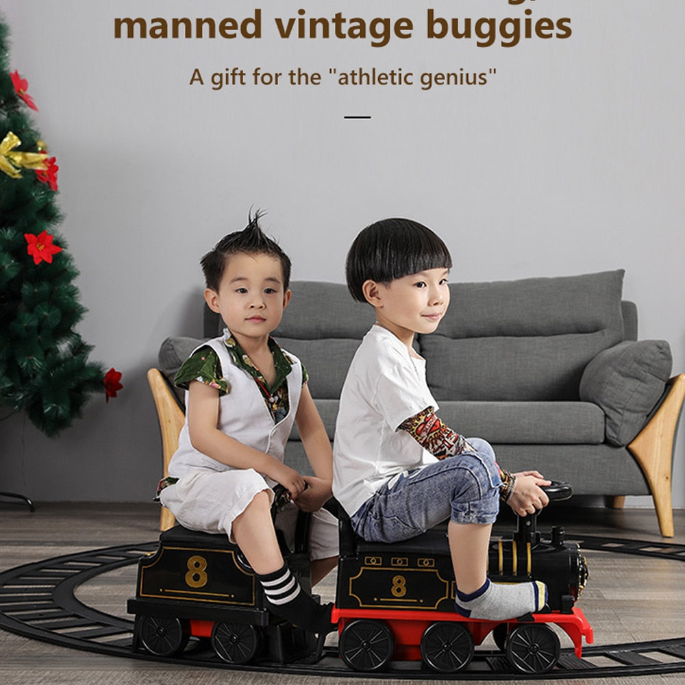 Child Electric Train Kids Riding Toy Railway Classical  Model Can Carry Train Rail Car  Baby Walker Stroller Toys Gifts