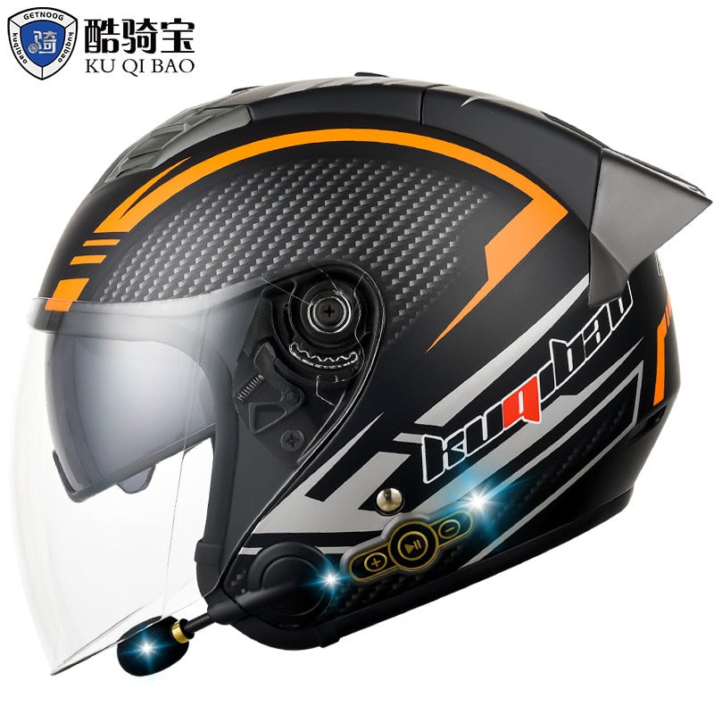 KUQIBAO Electric Motorcycle Helmet for Men. Bluetooth Helmet. 3000-MA Long Battery Life, Off-road Full Face Helmet