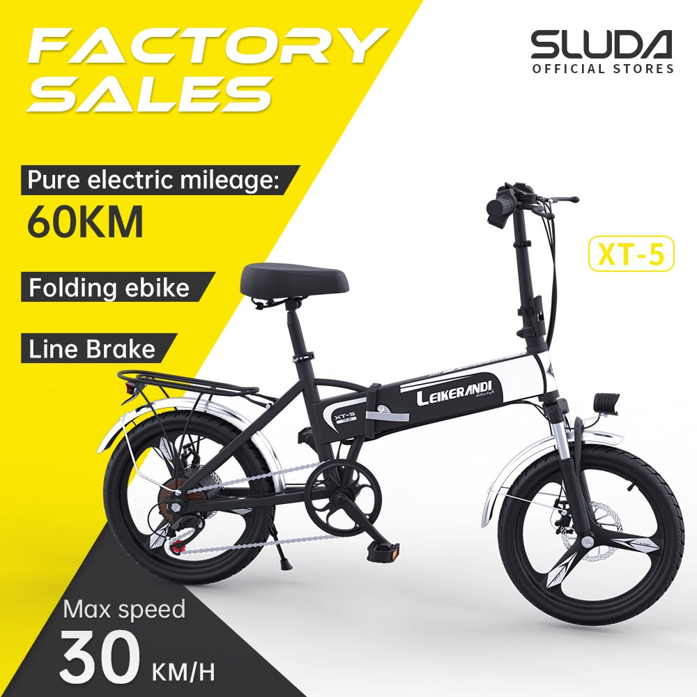 SLUDA New XT5 Folding Mini Electric Bike 500w Brushless Motor Aluminum Alloy Aldult EBicycle Lithium Battery Portable Road Ebike