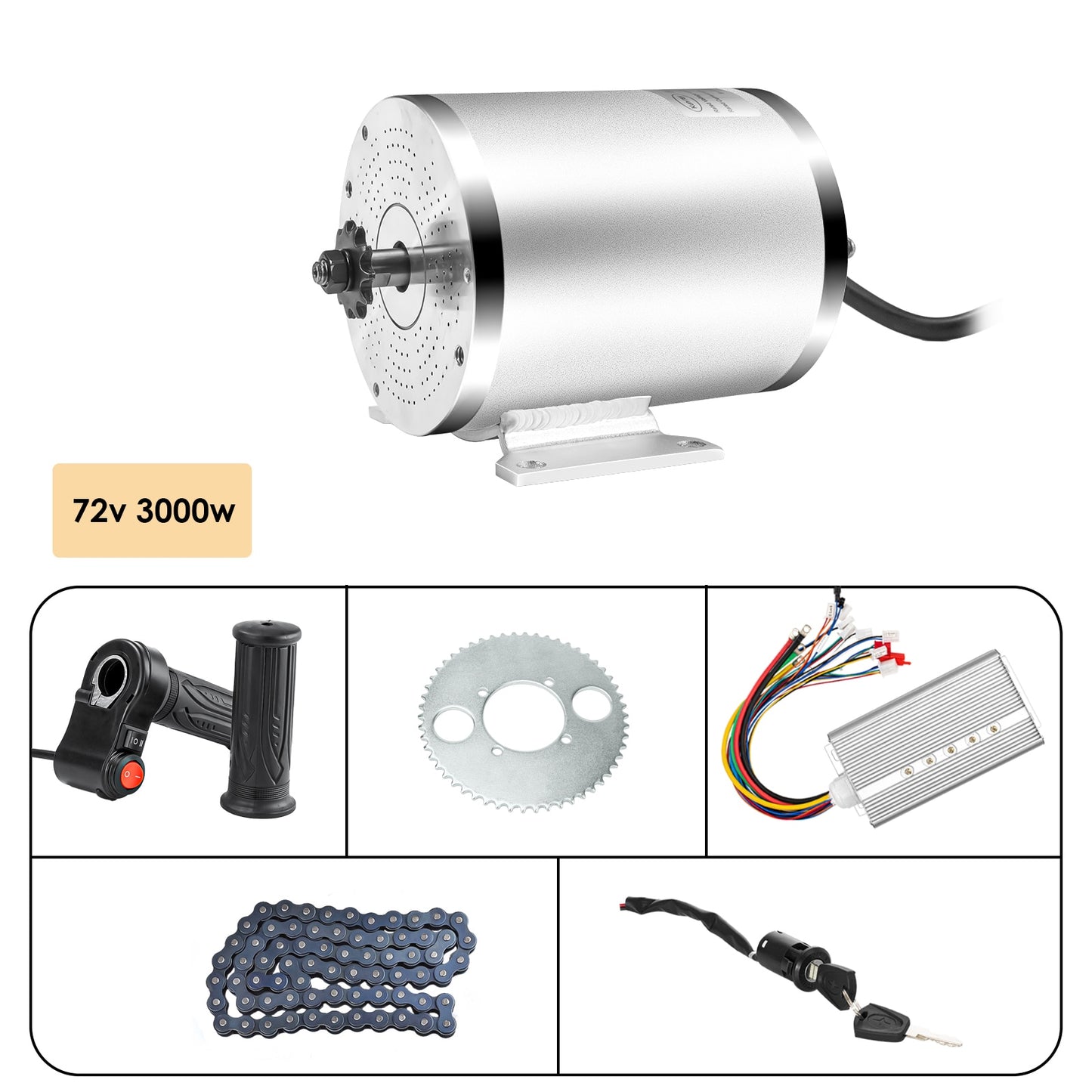 E-bike Conversion Kit 1000w 3000w Electric Motor for Skateboard, 45A Go Kart Electric Motor  Kits with Pedal Throttle