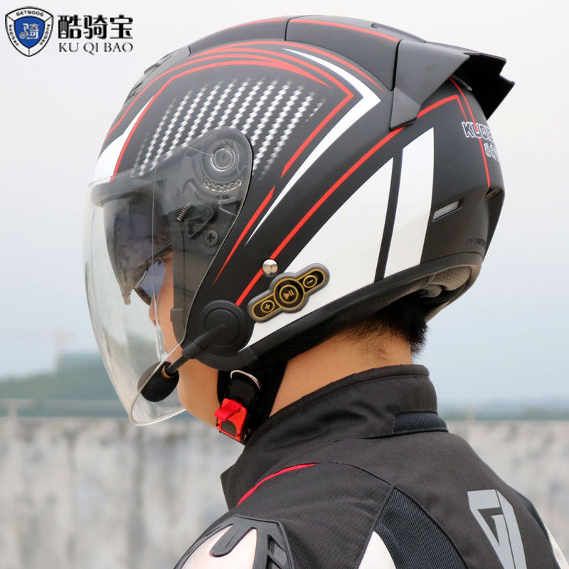 KUQIBAO Electric Motorcycle Helmet for Men. Bluetooth Helmet. 3000-MA Long Battery Life, Off-road Full Face Helmet