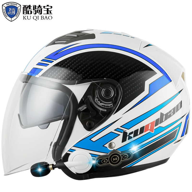 KUQIBAO Electric Motorcycle Helmet for Men. Bluetooth Helmet. 3000-MA Long Battery Life, Off-road Full Face Helmet