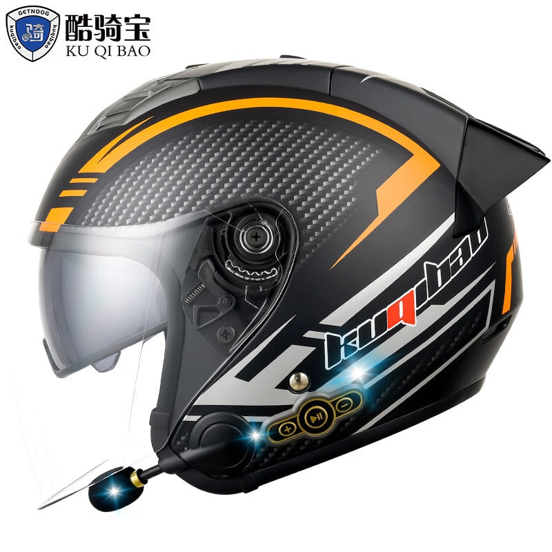 KUQIBAO Electric Motorcycle Helmet for Men. Bluetooth Helmet. 3000-MA Long Battery Life, Off-road Full Face Helmet
