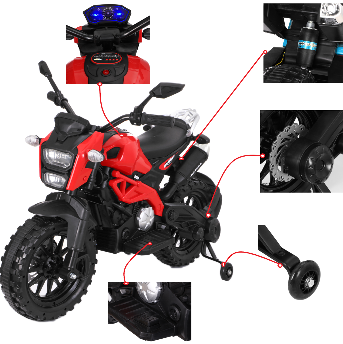 Children's Motorcycle with Training Wheels Battery Powered Electric Dirt Bike