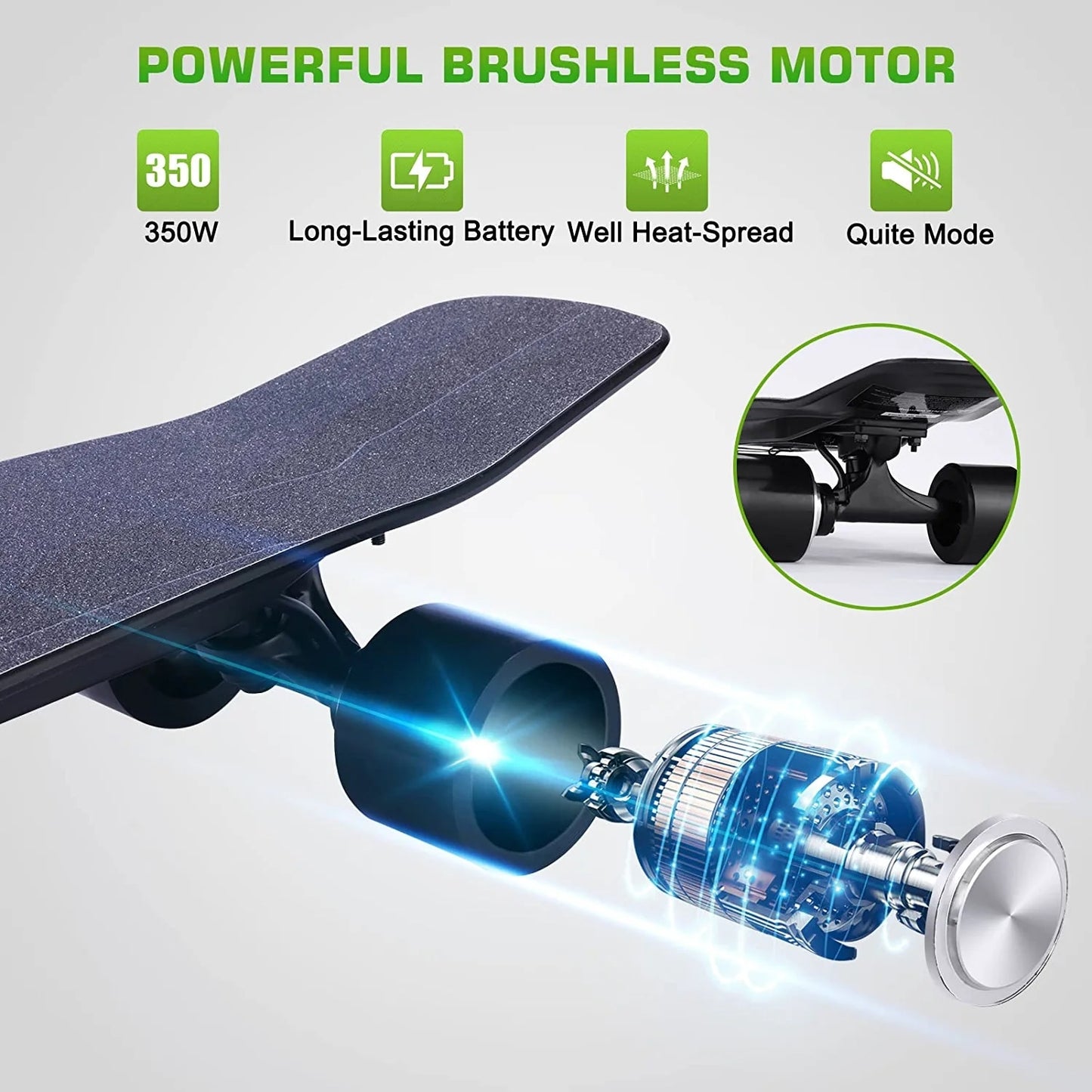 Vivi Electric Skateboard, Electric Longboard with Remote Control, 350W Brushless Motor, 3 Speed Modes for Kids Teens Adults