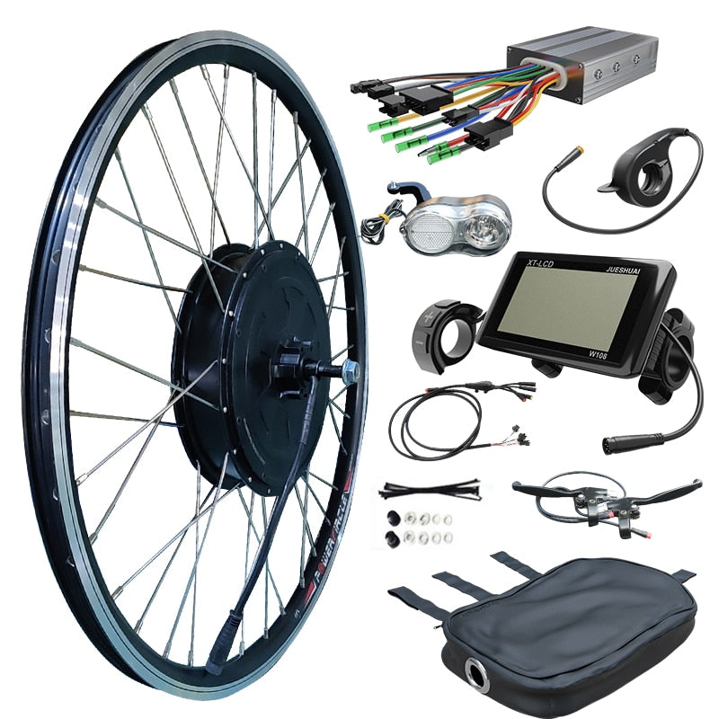 USA 48V 1000W/2000W 26" Rear Wheel Electric Bicycle Conversion Kit E-Bike Cycling with Brushless Gearless Hub Motor 7 Speed
