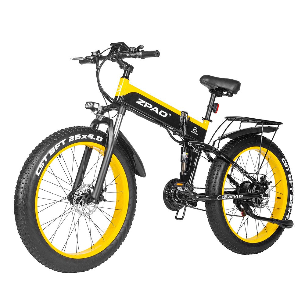 ZPAO Electric Bike 1000W Adult Mountain Bike 26 Inch Snow Electronic Bike 48V Electric Bicycle 4.0 Fat Tire e bike Folded Ebike