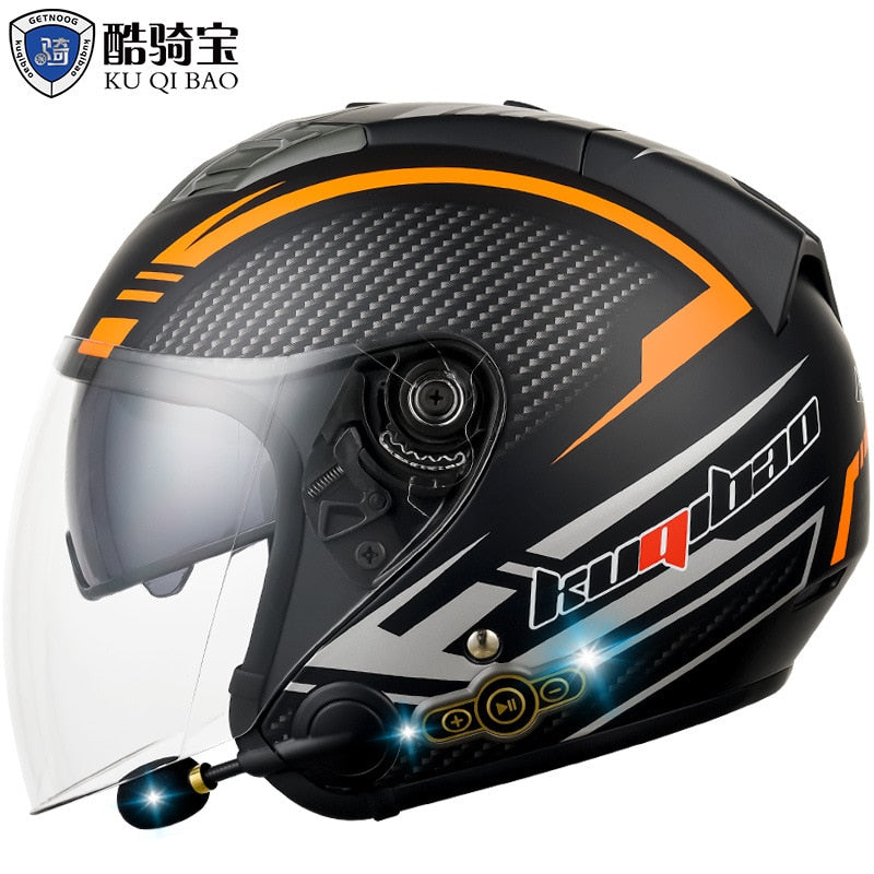 KUQIBAO Electric Motorcycle Helmet for Men. Bluetooth Helmet. 3000-MA Long Battery Life, Off-road Full Face Helmet