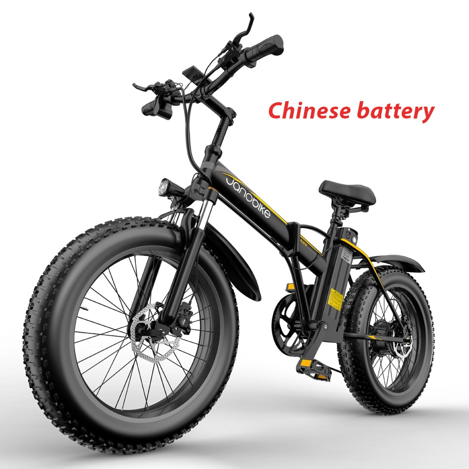 Janobike E20 Electric Bike 1000W 48V 12.8AH Panasonic Battery Foldable,  7-Speed  Mountain Bike.