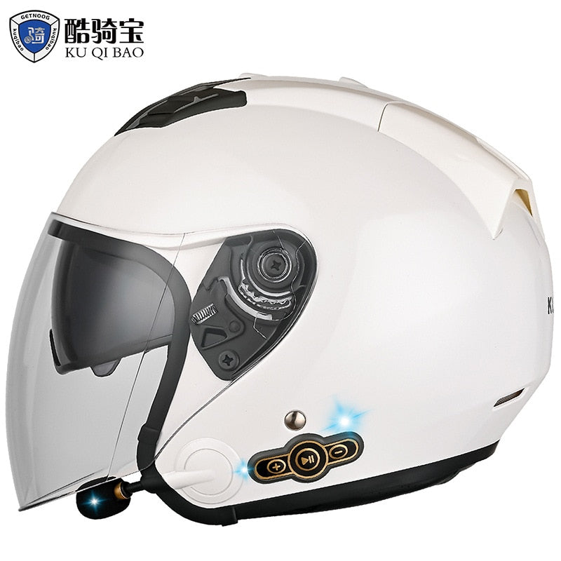 KUQIBAO Electric Motorcycle Helmet for Men. Bluetooth Helmet. 3000-MA Long Battery Life, Off-road Full Face Helmet