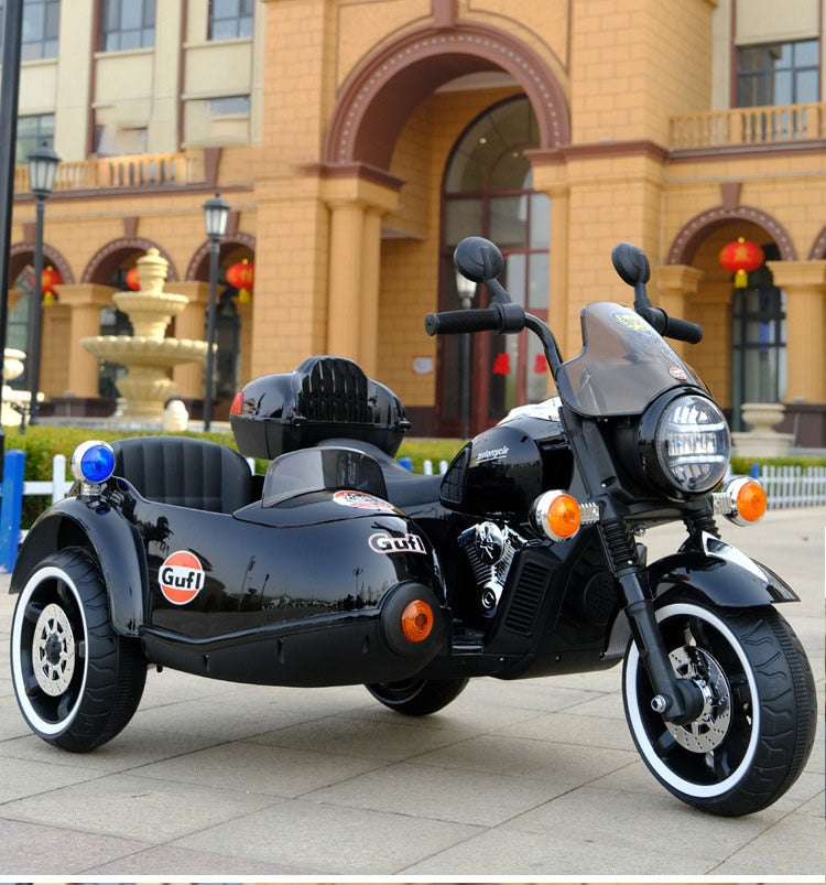 Children 12V Rechargeable Electric Motorcycle Ride on Car 2 PeopleTandem Tricycle for Kids Electric Cars Vehicles